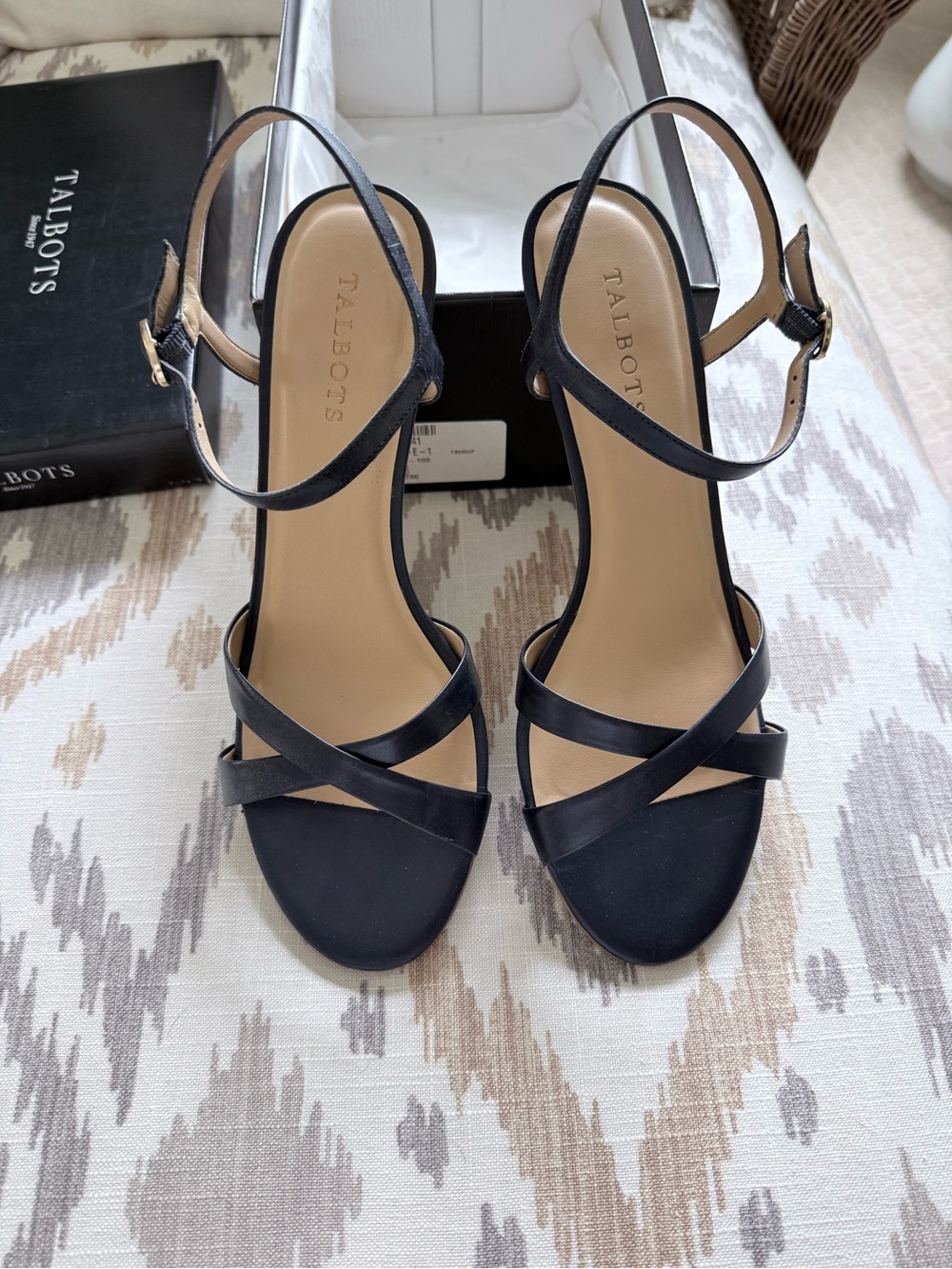 Talbots Navy Crisscross Ankle-Strap Heels